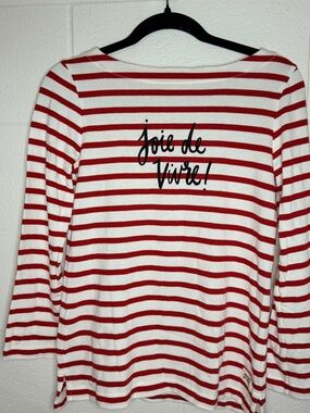 Kate Spade New York  “ Joie de Vivre” Broome Street Stripped Top Small